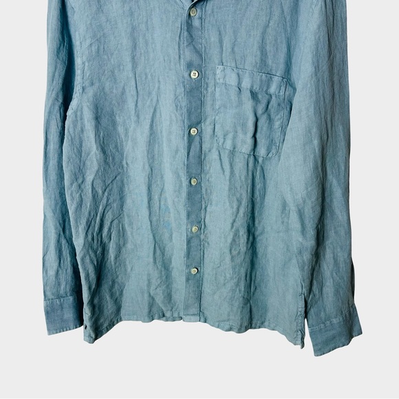 Madewell Linen Long-Sleeve Button-Up Shirt Light Blue Men's Medium NR329 Casual - Picture 8 of 13